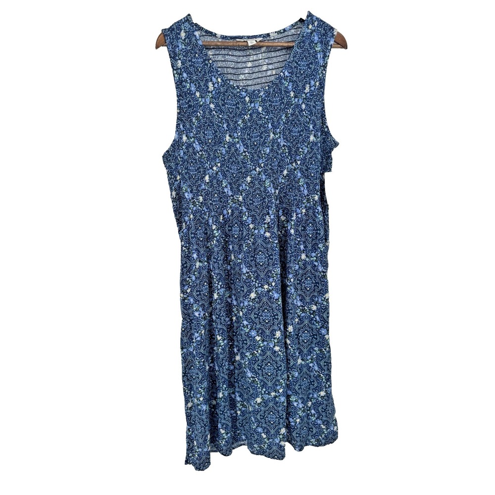 Croft Barrow Dress Blue Smoked Sundress Sleeveless Cottagecore country Maxi NWT